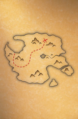 Antique-looking treasure map of an island