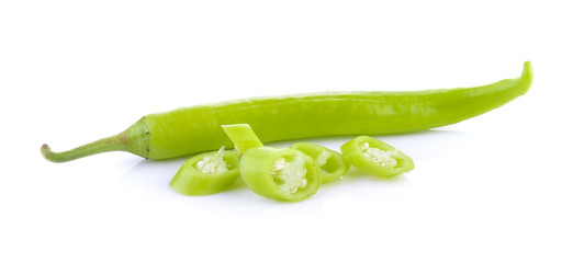 green chili pepper on white background