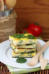 Traditional Breakfast - Frittata with spinach and cheese