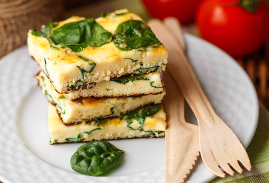 Traditional Breakfast - Frittata with spinach and cheese