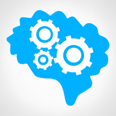 inventive mind thinks technology thoughts in gear cutouts