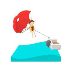 Parasailing cartoon icon