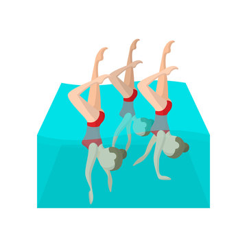 Synchronized Swimmers Cartoon Icon