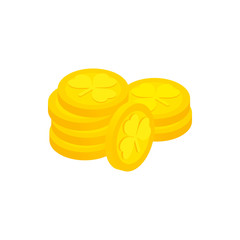 Lucky gold coin isometric 3d icon 