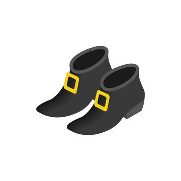 Black leprechaun boots isometric 3d icon