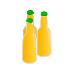 Three bottles of beer isometric 3d icon