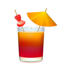 Colourful cocktail with umbrella