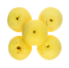 Top view of Chinese Pears isolated on white