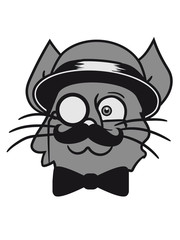 face head sir mr mustache monocle glasses cylinder beard hat gentlemen seated kitten sweet cute cat
