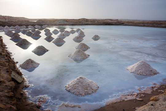 Salt mounds in a salt water, Cape Verde