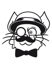 face head sir mr mustache monocle glasses cylinder beard hat gentlemen seated kitten sweet cute cat