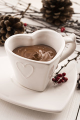 Valentine's day celebration with hot chocolate