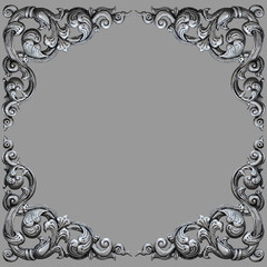Ornament elements frame, vintage  silver floral designs