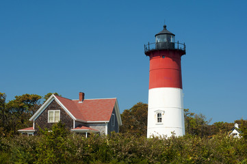 Fototapeta na wymiar Nauset Light Lighthouse in Eastham, Cape Cod, Maine, New England, USA