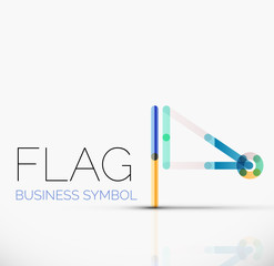 Logo flag, abstract linear geometric business icon
