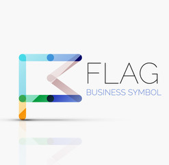 Logo flag, abstract linear geometric business icon