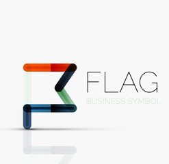 Logo flag, abstract linear geometric business icon