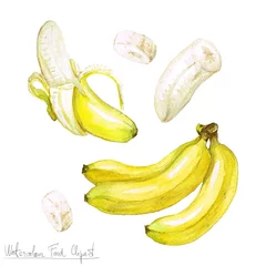 Fotobehang Watercolor Food Clipart - Banana © nataliahubbert