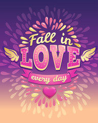 Romantic lettering. Happy valentines day card. 