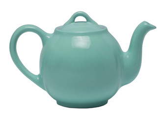 Teal Teapot Against White Background
