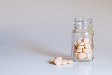 It entered the transparency of the bottle medicine and spilled out drugs