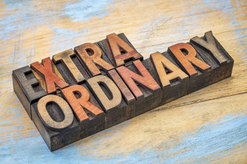 extraordinary word in wood type