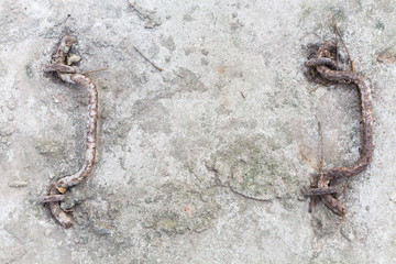 Bricklayer places concrete paving stone blocks for building up a patio, using hammer and spirit level