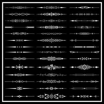 Page dividers isolated on black background - vector set