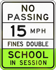 Road sign used in the US state of Arizona - school speed limit sign