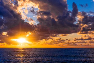 dramatic sunset. beautiful landscape with sunset over sea