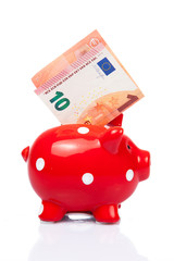 Piggy bank with 10 Euro note