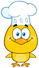 Smiling Chef Yellow Chick Cartoon Character