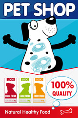Pet shop poster. Food Pet shop poster design vector illustration