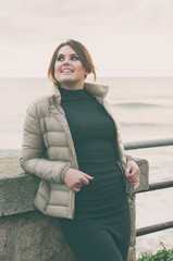 Young beautiful woman in the small italian city