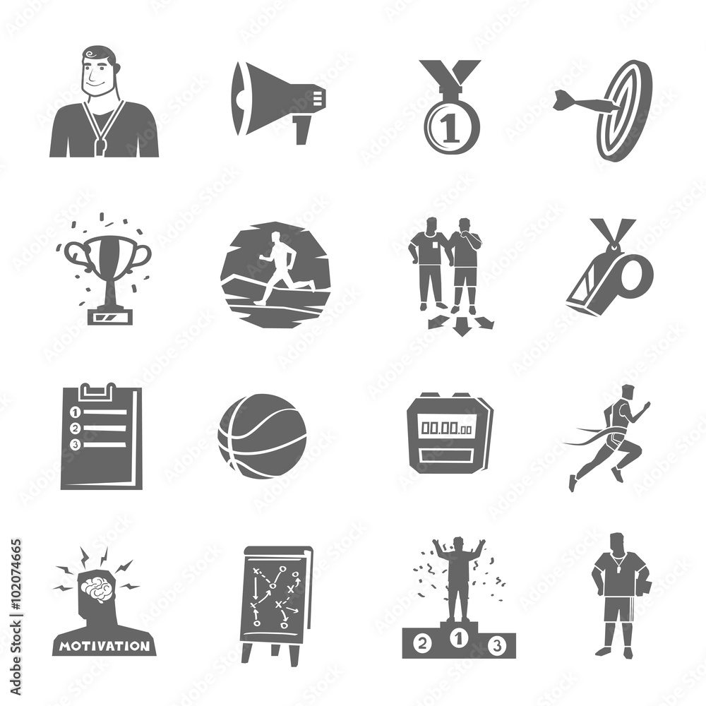 Poster Coaching And Sport Icons Set