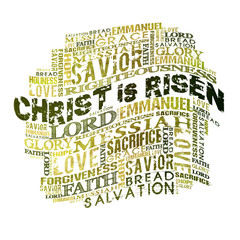 Obraz premium Christ Is Risen Religious Words isolated on white 