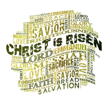 Christ Is Risen 
Religious Words isolated on white 