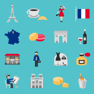 France Icons Flat Set