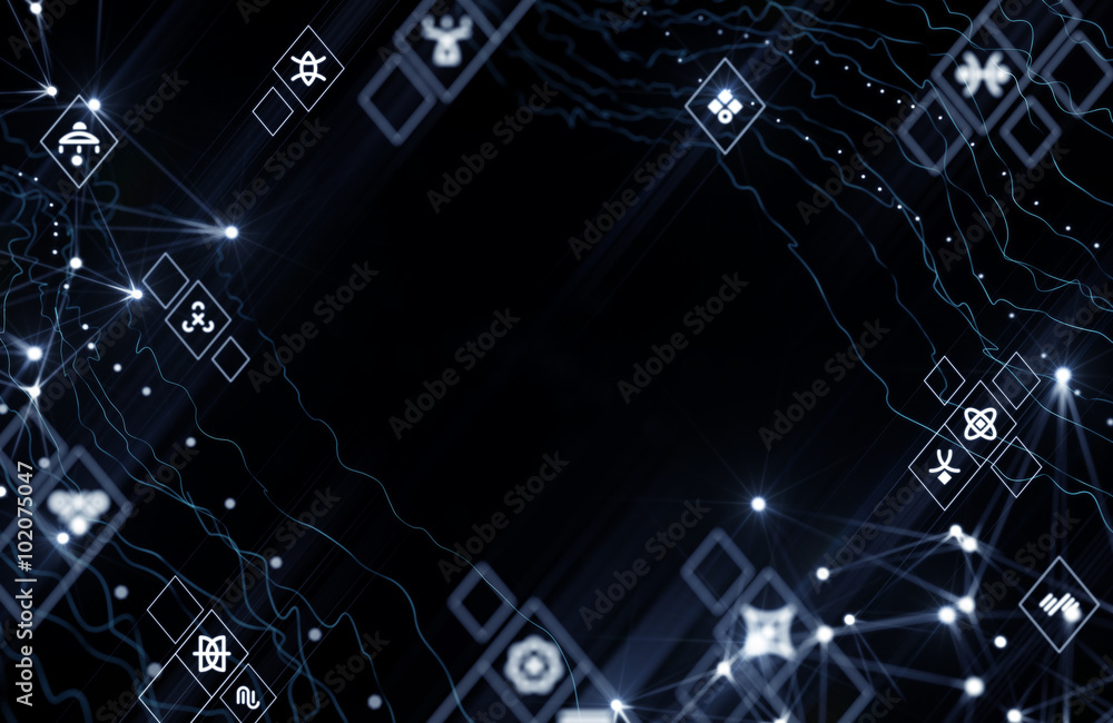 Poster alien cyberspace. 3d rendered graphic composition with realistic depth of field blur effect.