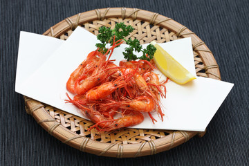 deep fried freshwater shrimp, kawaebi no karaage, japanese food