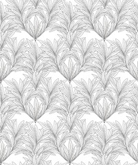 Abstract floral pattern. Leaves outline ornamental texture. Leaf seamless backgound.