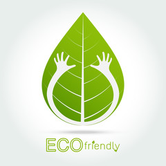 Eco friendly isolate hand hug leaf concept