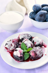 Baked Plums glazed with sugar