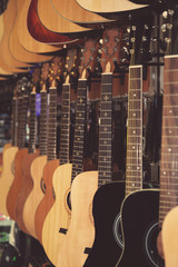 Obraz premium Guitars in music store