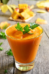 Pumpkin smoothie in glass