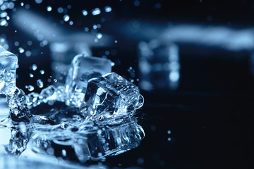 ice cubes with water splash