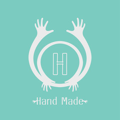 hand made label in line art trendy style