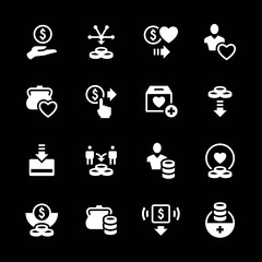 Set icons of charity and donate