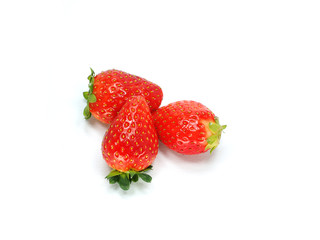 Three fresh strawberries