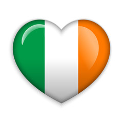  Love Ireland.  Flag Heart Glossy Button